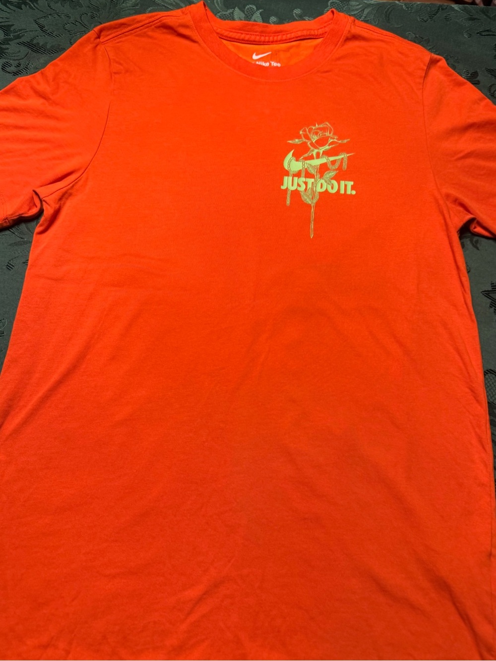 Nike womens Bright Orange Short-Sleeve Tee with Neon Graphic rose
